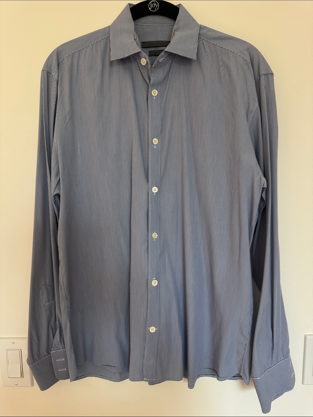 John Varvatos Slim Fit Men's Long-Sleeve Dress Shirt - Blue Check